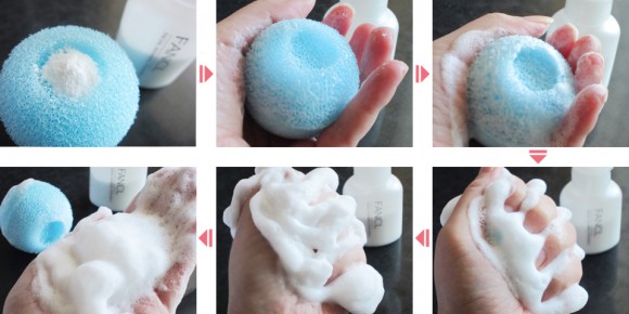 ファンケルの洗顔パウダー＆泡立てボールで実際に泡立てる工程